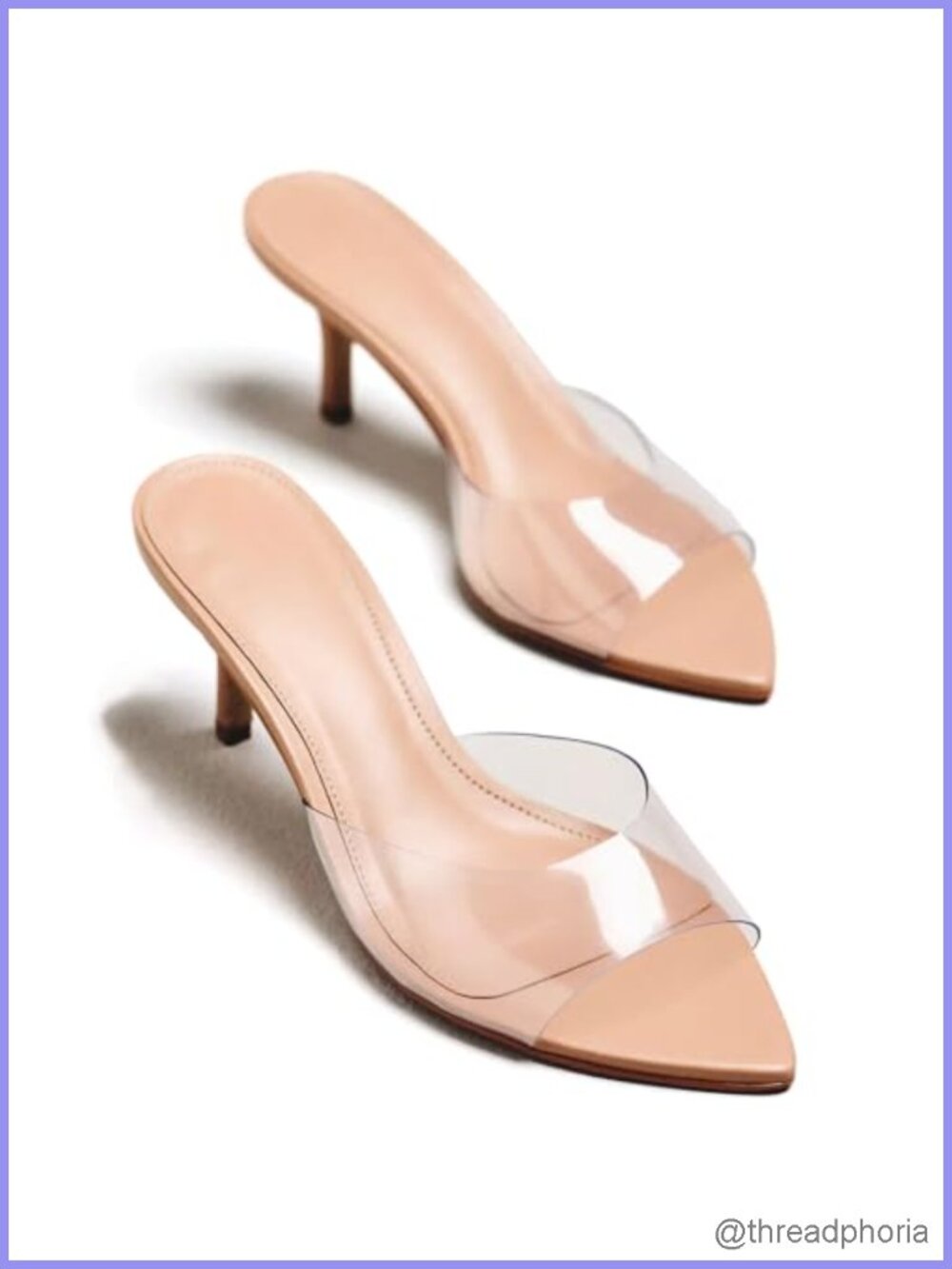 Clear Kitten Heels for Women Pointed Toe Mule Sandals 2 Inch Low Heel Slip On
